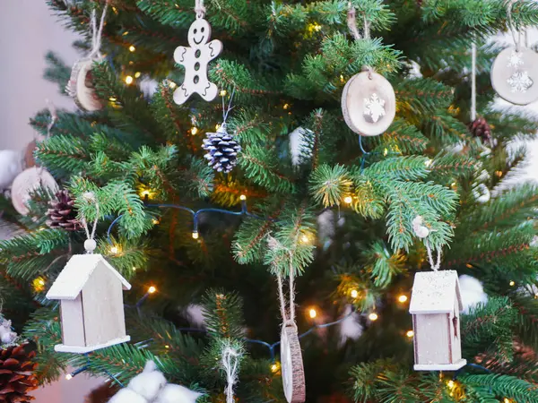 Nieuwjaarsretro Decor Een Huiselijke Gezellige Sfeer Hoge Kwaliteit Foto — Stockfoto