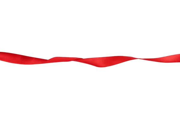 Straight Red Ribbon Separates White Background High Quality Photo — Stock Photo, Image