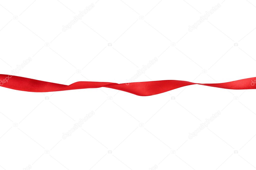 straight red ribbon separates white background. High quality photo