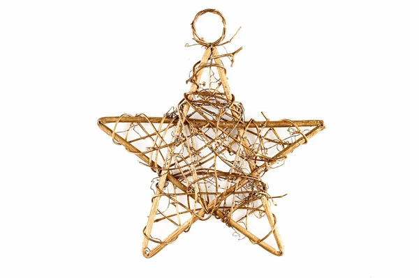 Χριστουγεννιάτικο Αστέρι Φτιαγμένο Από Στεγνά Κλαδιά Απομονωμένο Φόντο Υψηλής Ποιότητας — Φωτογραφία Αρχείου