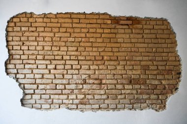 Çatlak tuğla duvar ve macun. Yüksek kalite fotoğraf