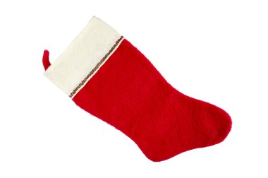 İzole edilmiş arka planda kırmızı ve beyaz Noel çorapları
