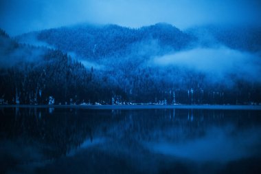 Ritsa Gölü Abhazya dağlarında kış yazlık