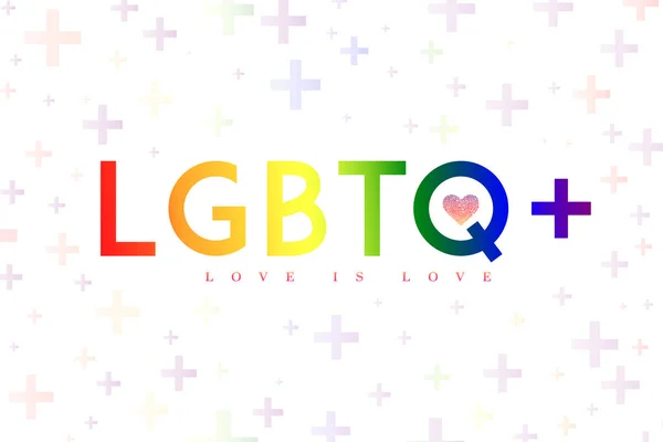 LGBTQ artı beyaz arkaplan üzerine resimli metin. LGBT topluluğu, gurur haftası.