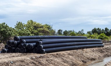 Büyük Hdpe Boru su temini sıvı sistemi, yatay görüntü içine astar hazırlamak