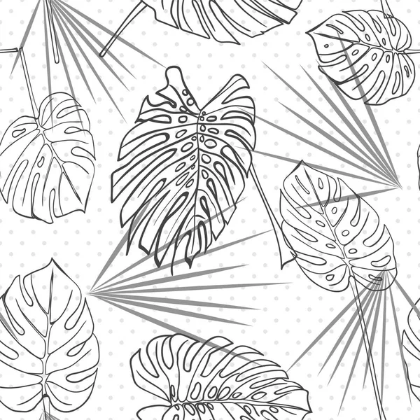Naadloze Hand Getekende Tropische Patroon Met Palm Bladeren Jungle Exotische — Stockvector