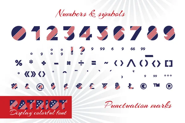 お祝いデザイン のためのアルファベット回ヴィンテージで 月白い背景にテキストのスタイルします ベクトルの図 愛国者のアメリカ独立記念日 — ストックベクタ