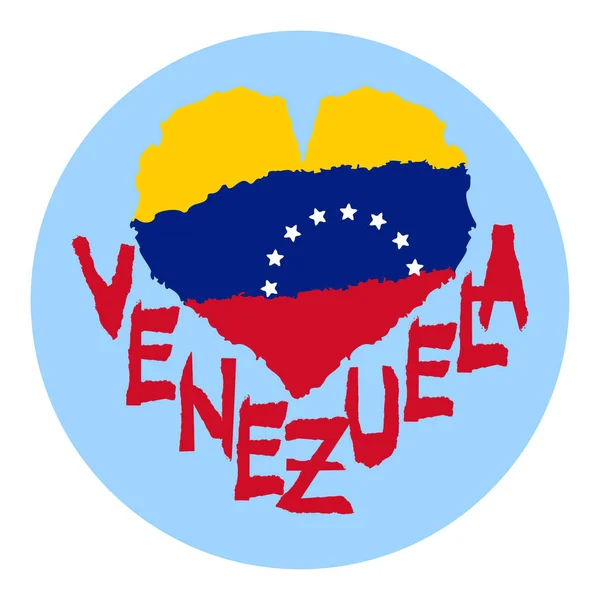 Amo Venezuela America Bandiera Nazionale Vintage Nella Silhouette Del Cuore — Vettoriale Stock