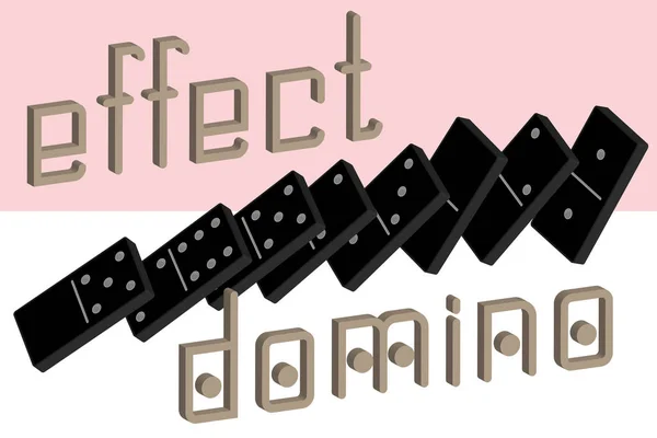 Domino effect poster. Realistic Dominoes full set 28 pieces for game . Black collection. Abstract concept graphic element , Vector illustrations