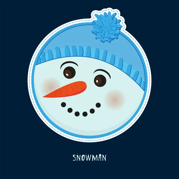 Cute Birthday Baby Sticker Snowman Design Greeting Card Cartoon Invitation — Stock Vector