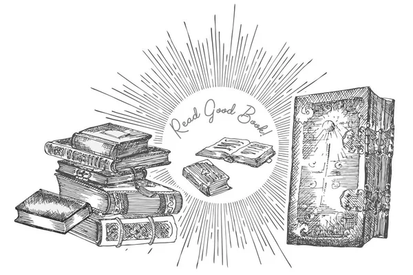 Прапор Ручним Малюванням Ескізів Книг Концепція Вінтажного Дизайну Ярмарку Або — стоковий вектор