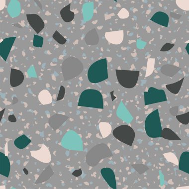 Terrazzo renkli seamless modeli soyut tekrar arka plan sanat tasarlamak tekstil baskı için karo, duvar kağıdı, conept, ev dekorasyonu gri, siyah mermer doku vektör vintage illüstrasyon marka seramik,