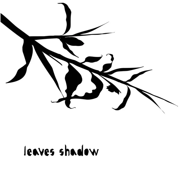 Vzor s černou tropické listy a květy silueta stín izolovaných na bílém pozadí. Vintage tkanina textil, módní letní tiskový design — Stockový vektor