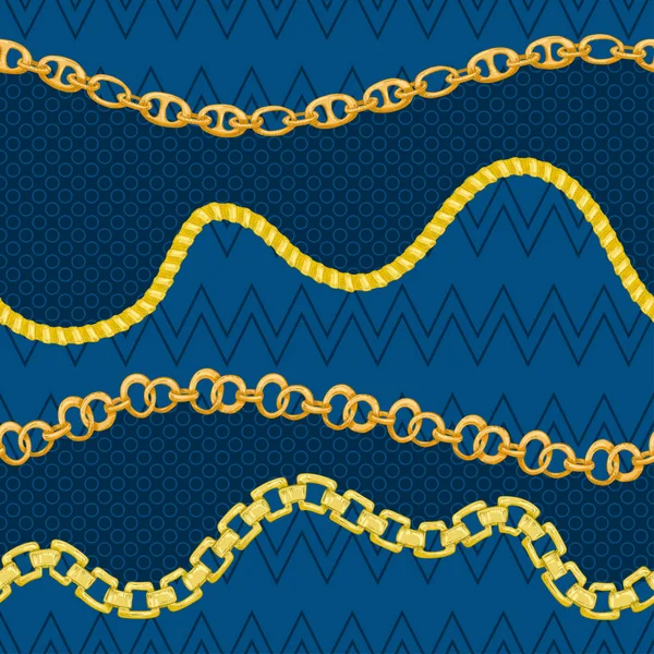 Бесшовный рисунок с рисунком золотой цепи на темном фоне. Гравировка текстуры. Отличный дизайн для моды, текстиля, декоративной рамы, карты яхтенного стиля . — стоковый вектор