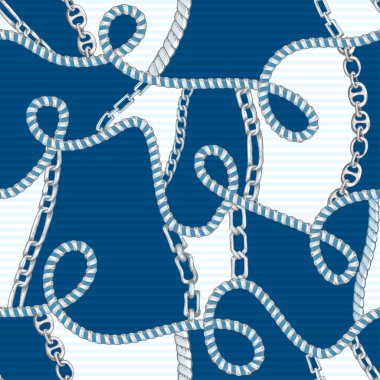 Koyu arka plan üzerinde retro çizilmiş kroki Gümüş Zincir ile Seamless modeli. Çizim oyma doku. Moda, kumaş, dekoratif çerçeve, yat stil kartı için büyük tasarım.