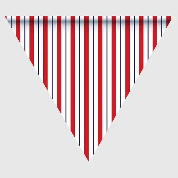 Joyeux jour de fête drapeau triangulaire pour les festivals planaires avec des étoiles de couleur rouge, bleue et blanche, rayures, carreaux, chevrons. Fond fectif . — Image vectorielle