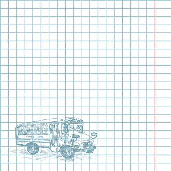 종이 셀 노트북 손으로 그린 스케치 노란색 학교 버스 기호 학교 테마 교육 개념 빈티지 일러스트 그래픽 아트 요소 빈 디자인에 대 한 다시 — 스톡 벡터