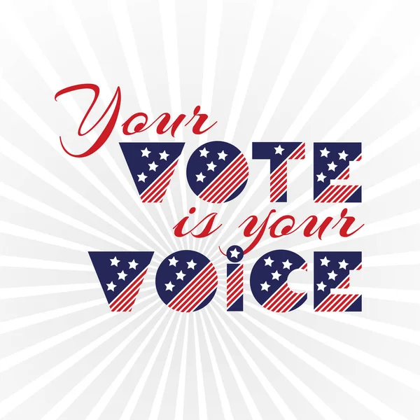 アメリカの大統領選挙の日、チラシ、ポスト、印刷、ステッカーテンプレートデザインのための政治キャンペーン愛国的な動機メッセージ引用あなたの投票はあなたの声です — ストックベクタ