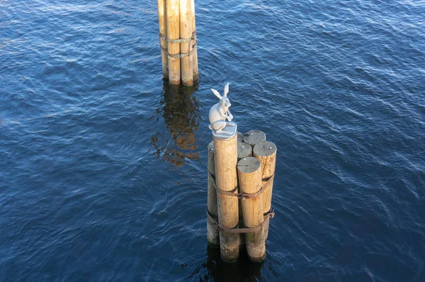 Monument the Bunny who escaped from the flood a sculpture in Saint-Petersburg — Stock Photo, Image