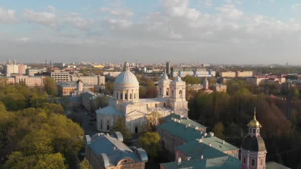 Panorama San Petersburgo Rusia Centro Ciudad Vista Aérea Monasterio Alexander — Vídeos de Stock