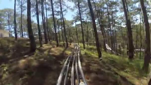 Atracción de montaña rusa en el camino a la cascada Datanla — Vídeos de Stock