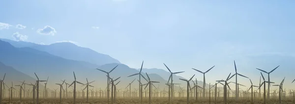Windmill Farm Silhouette Mountains — Stock Photo, Image