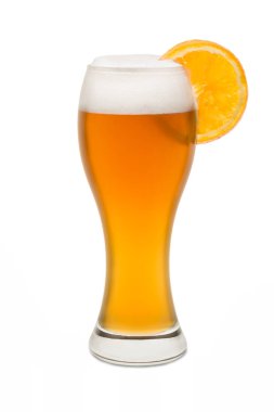 Isolated Wheat Beer, with Orange Slice #1 clipart