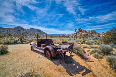 Joshua Tree Milli Parkı'nda Eski Terk Edilmiş Araba