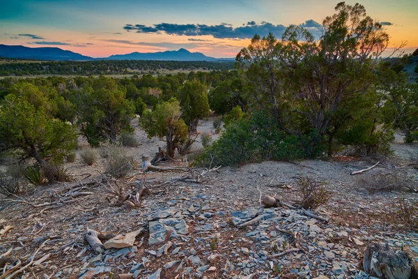 Deserto Árido com montanhas distantes . — Fotografia de Stock