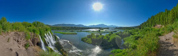 Panorama Queda Creek Falls Pela Manhã Com Sol Nascente — Fotografia de Stock