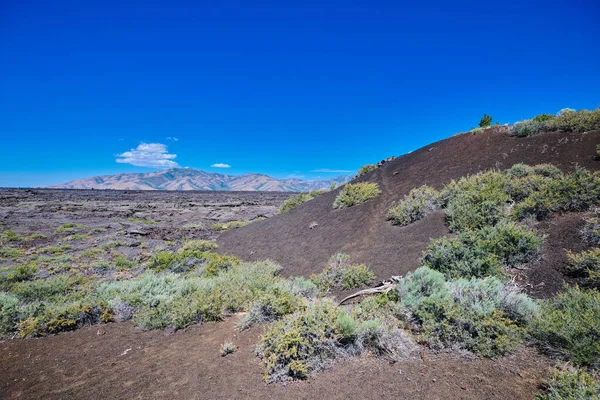 Cinder Cone Úttörő Hegyekkel Háttérben Hold Nemzeti Park Krátereiben — Stock Fotó