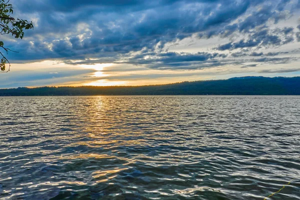 Закат Озере Пайетт Парке Штата Пондерби Недалеко Макколла Идахо — стоковое фото
