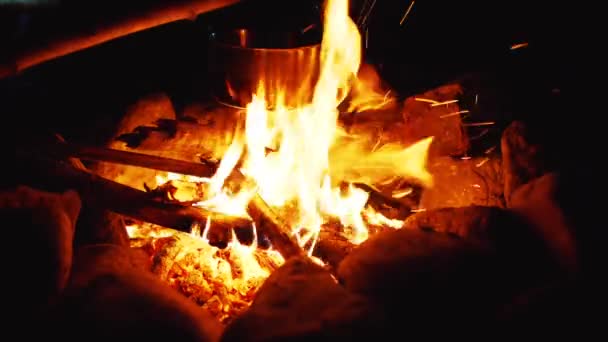 Aufnahmen Vom Lagerfeuer Aus Nächster Nähe — Stockvideo