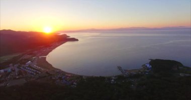 Vladivostok, Rusya - 23 Temmuz 2017: Vladivostok 'taki geminin havadan görünüşü
