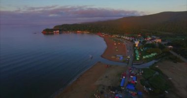 Vladivostok, Rusya - 23 Temmuz 2017: Vladivostok 'taki geminin havadan görünüşü