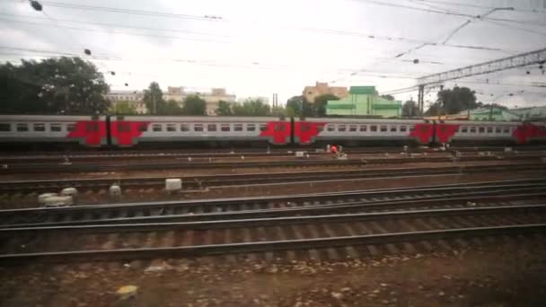 Moscow Russia October 2015 Train Departs Moscow Passazhirskaya Also Known — Stock Video