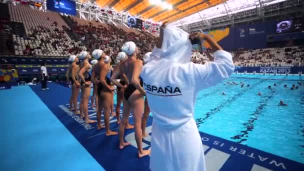 Kazan Russia July 2015 Synchronized Swimmers Train Day Third 16Th — Stock Video