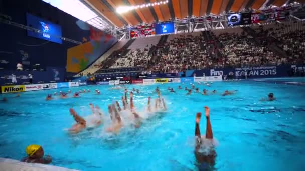 Kazan Rusko Června 2015 Synchronizovaný Týmový Trénink Plavců Bazénu Před — Stock video
