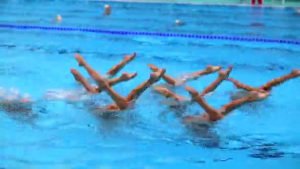 Kazan Russie Juli 2015 Spaanse Vrouwelijke Gesynchroniseerde Zwemmers Trainen Voor — Stockvideo