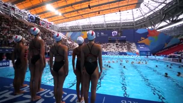 Kazan Russia Juli 2015 Gesynchroniseerde Zwemmers Trainen Derde Dag Van — Stockvideo