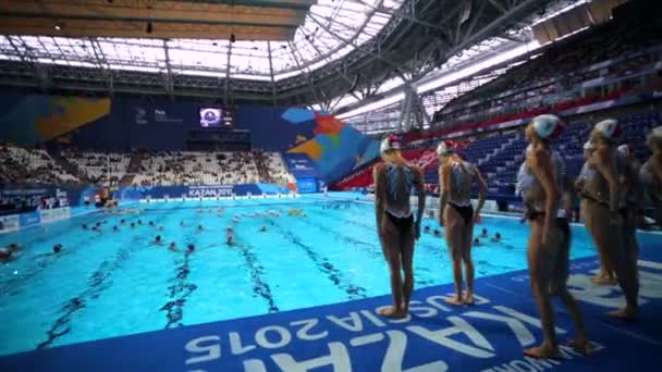 Kazan Russia Luglio 2015 Nuotatori Sincronizzati Allenano Terzo Giorno Del — Video Stock