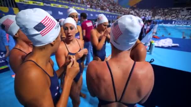 Kazan Russia Juli 2015 Usa Nationaal Team Van Gesynchroniseerde Zwemmers — Stockvideo