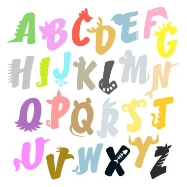 çocuklar öğrenme ve eğlenceli beyaz arka plan üzerinde için Türkçe alfabe çok renkli hayvan şeklinde