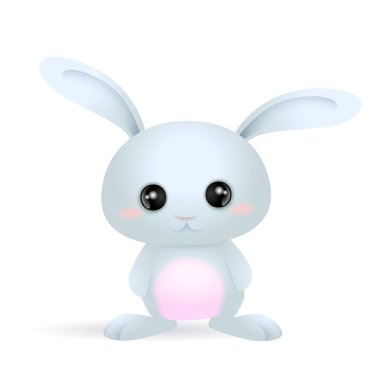 sevimli küçük mavi Paskalya bunny karakter beyaz arka plan üzerinde izole