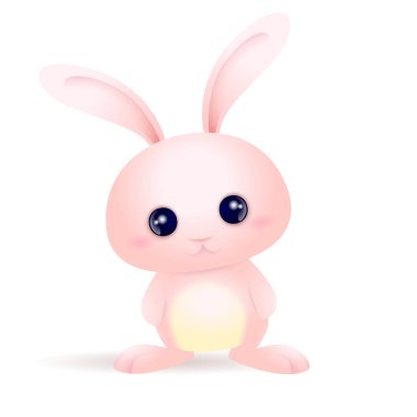 sevimli küçük pembe Paskalya bunny karakter beyaz arka plan üzerinde izole