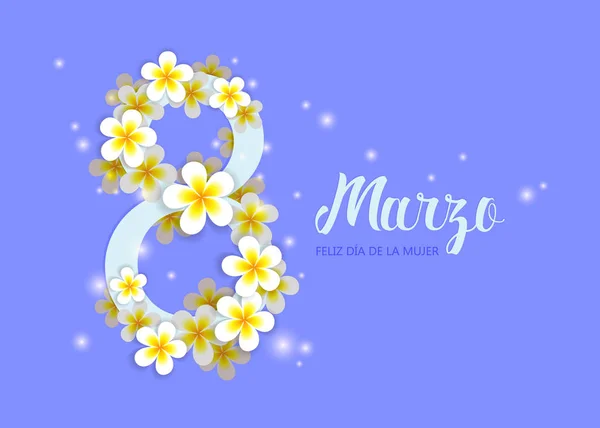 plumeria çiçekli İspanyolca kadın günü kartı 8 numaralı nd tebrik kurdu