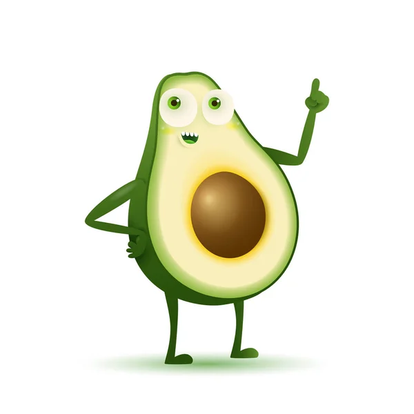 Lindo Pensamiento Aguacate Carácter Aislado Sobre Fondo Blanco — Vector de stock