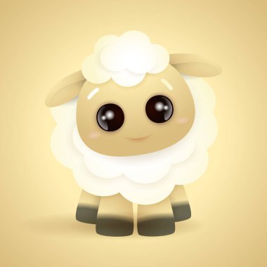 küçük sevimli beyaz saç koyun karakter gradiend arka plan üzerinde