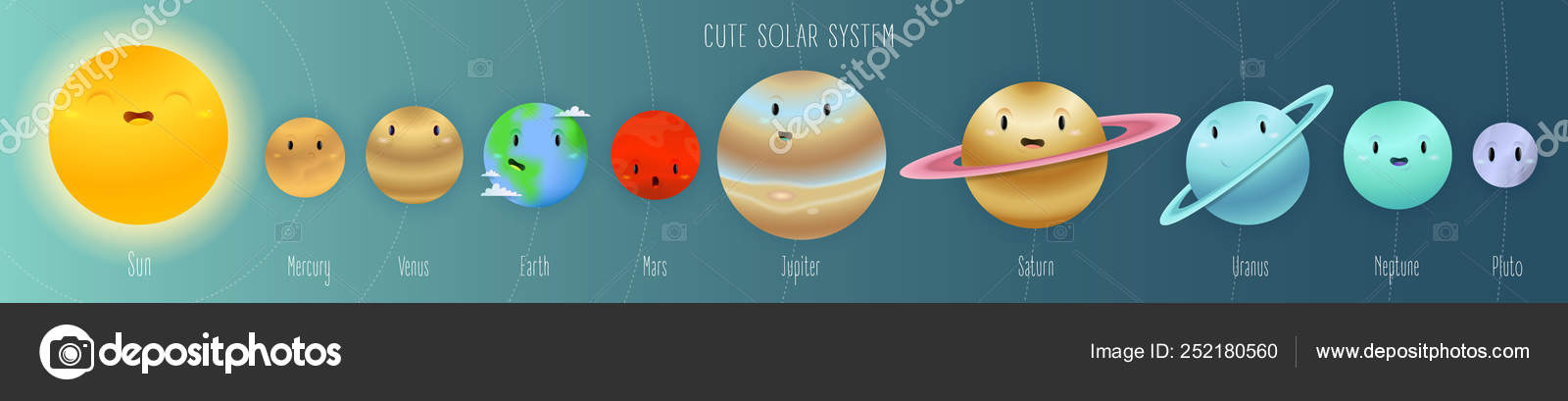 Cute Space Names Cute Solar System In Space Cartoon Style