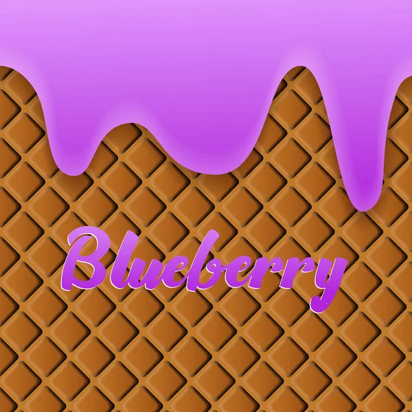 Blueberry Cream gesmolten op wafer achtergrond — Stockvector
